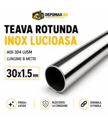 Teava rotunda inox lucios AISI 304 LUSM, 30 x 1.5 mm, 6 metri